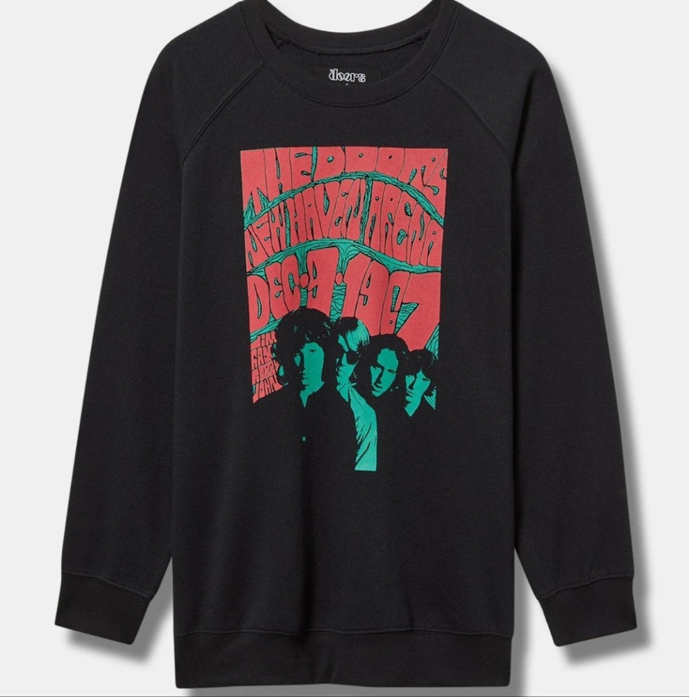 Torrid Doors  Black Sweatshirt with Red and Green Graphic